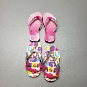3/$15 toddler girls lot of 2 pairs of flip flops size 8-9